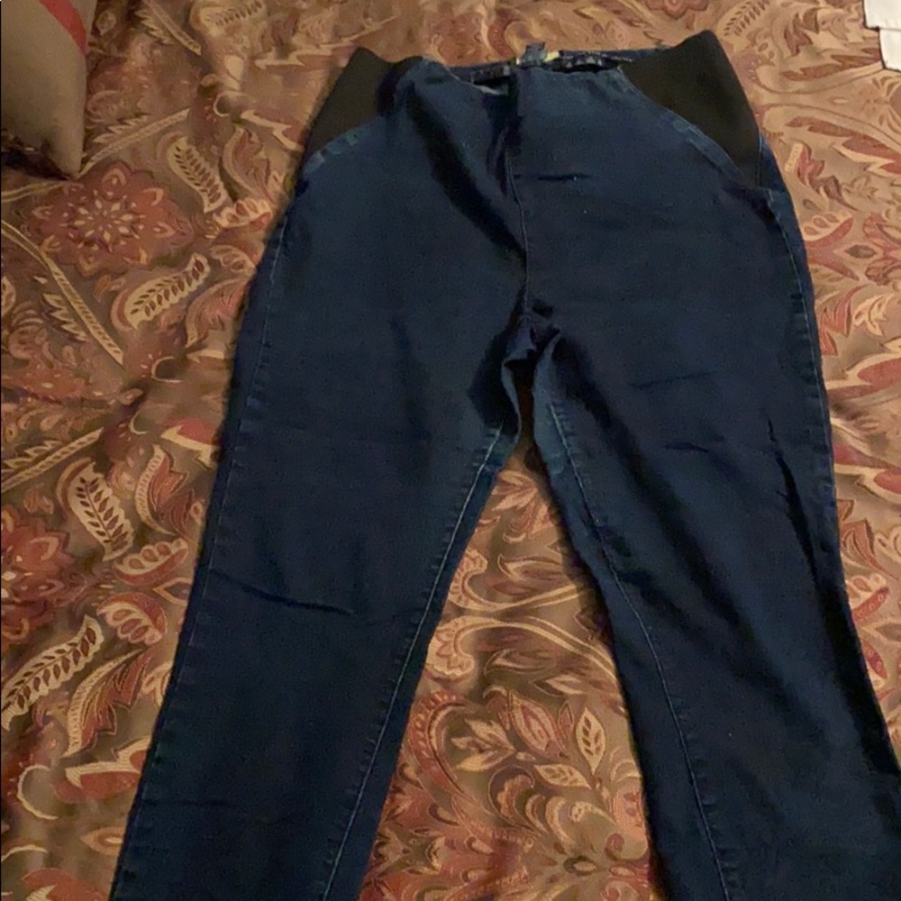 Blue denim high waisted skinny jeans